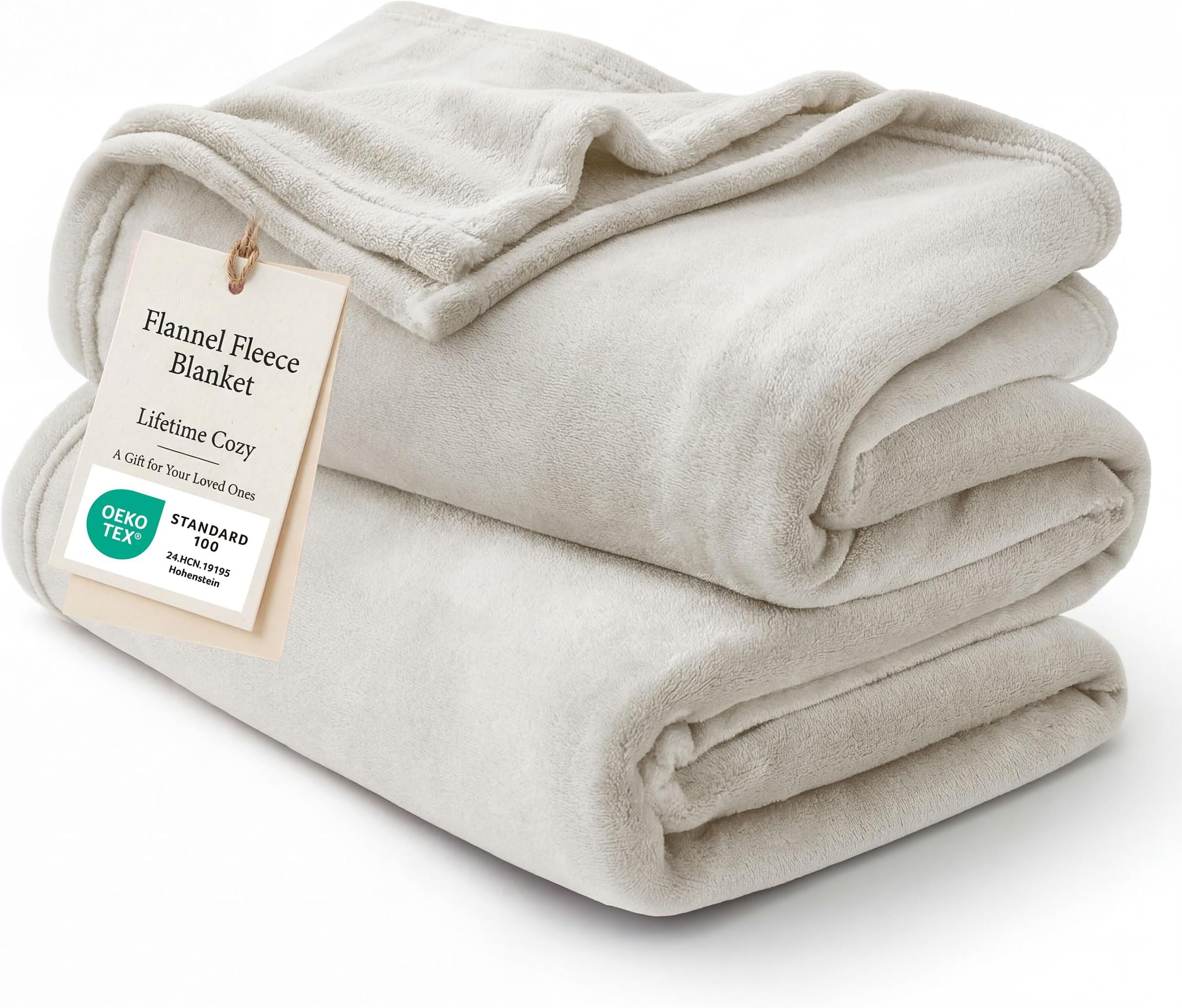 Bedsure GentleSoft Fleece Throw Blanket Linen - 300GSM Soft Lightweight Plush Cozy Blankets for Bed, Sofa, Couch, Travel, Camping, 50x60 inches