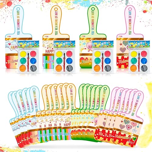 oyeftp Tarjetas de San Valentín para niños, 24 tarjetas de San Valentín para niños con paleta de colores, tarjetas personalizadas para el día de San
