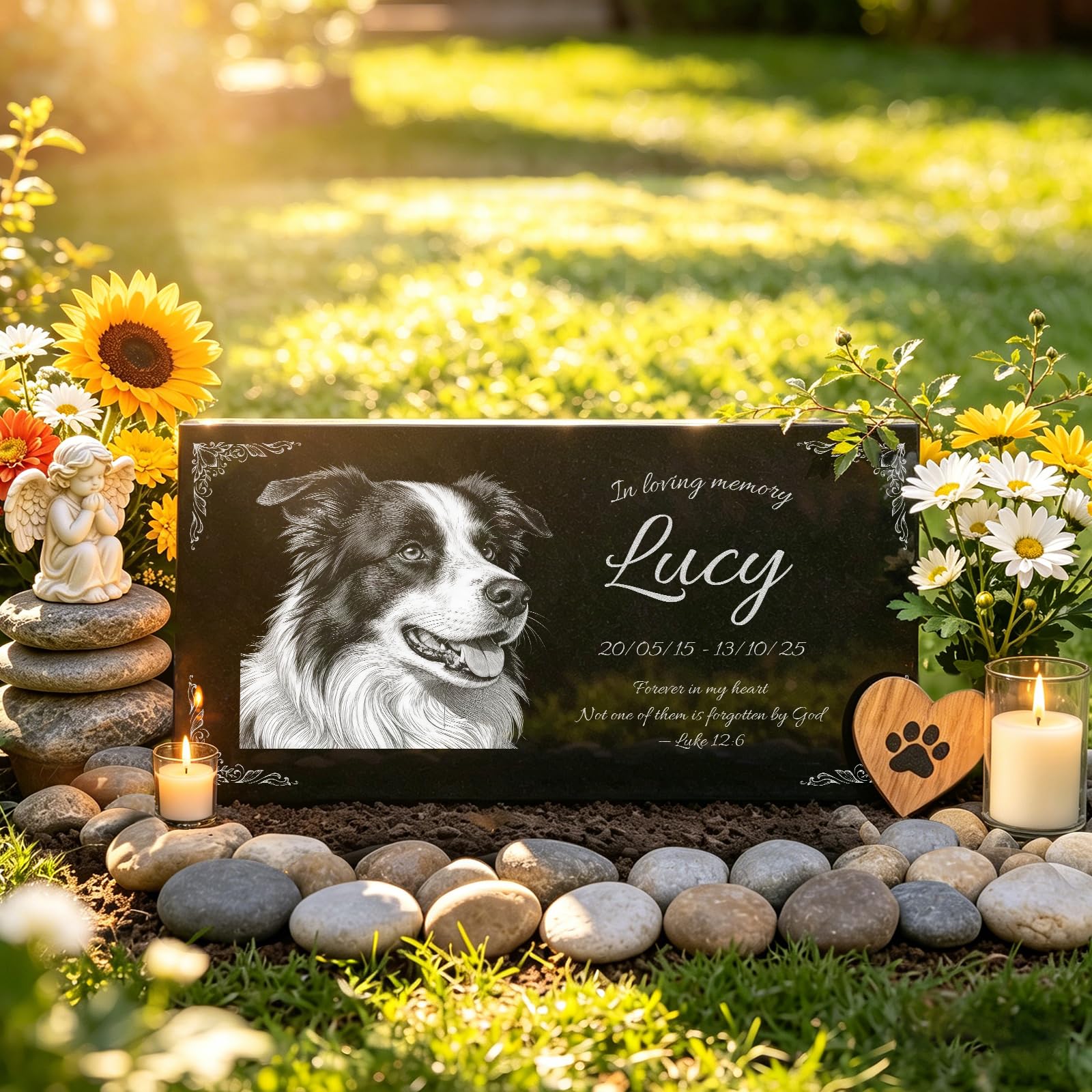 CDBUY Personalised Pet Memorial Stone with Photo and Text