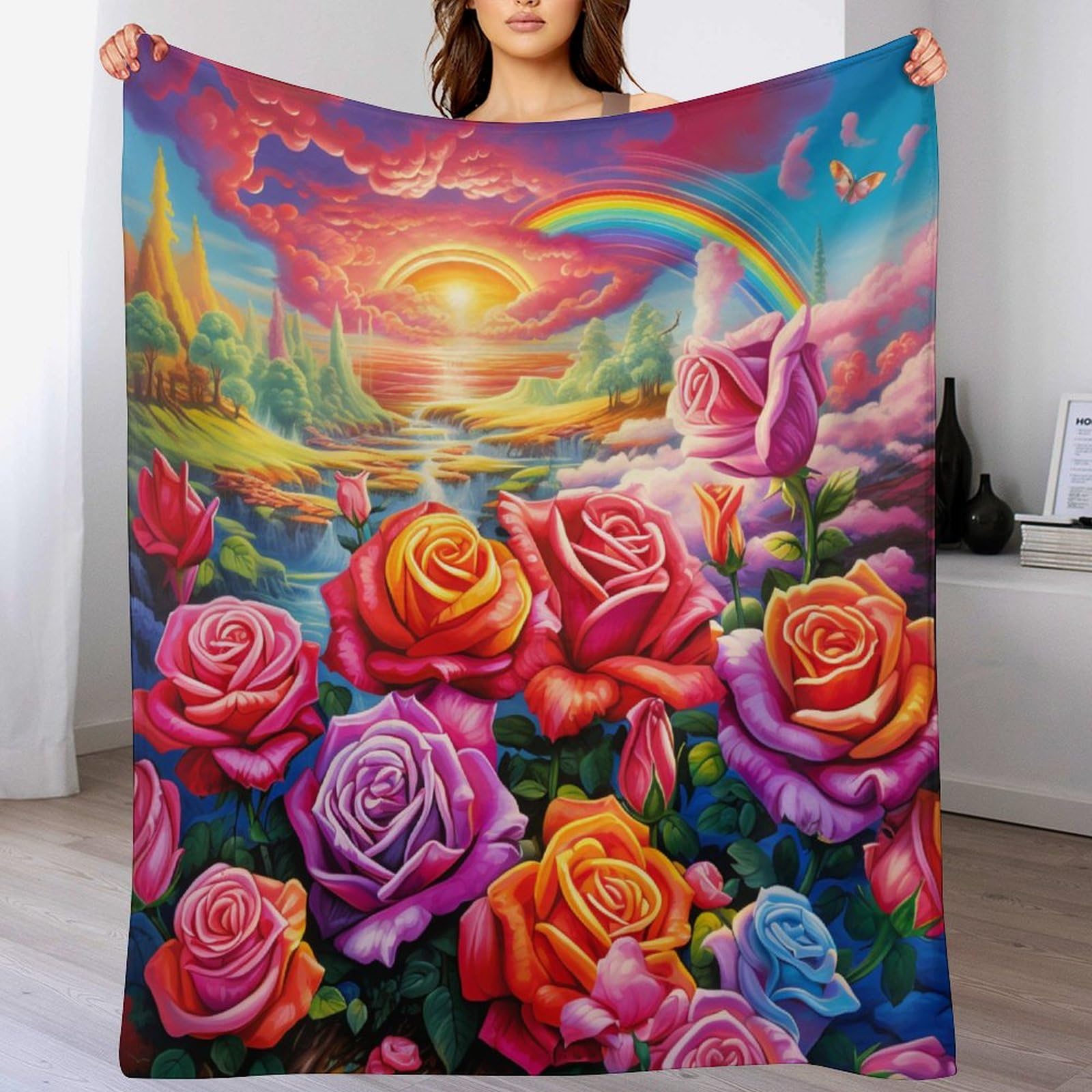 Manta de franela rosa de 130 x 150 cm suave ligera y manta térmica para sofá