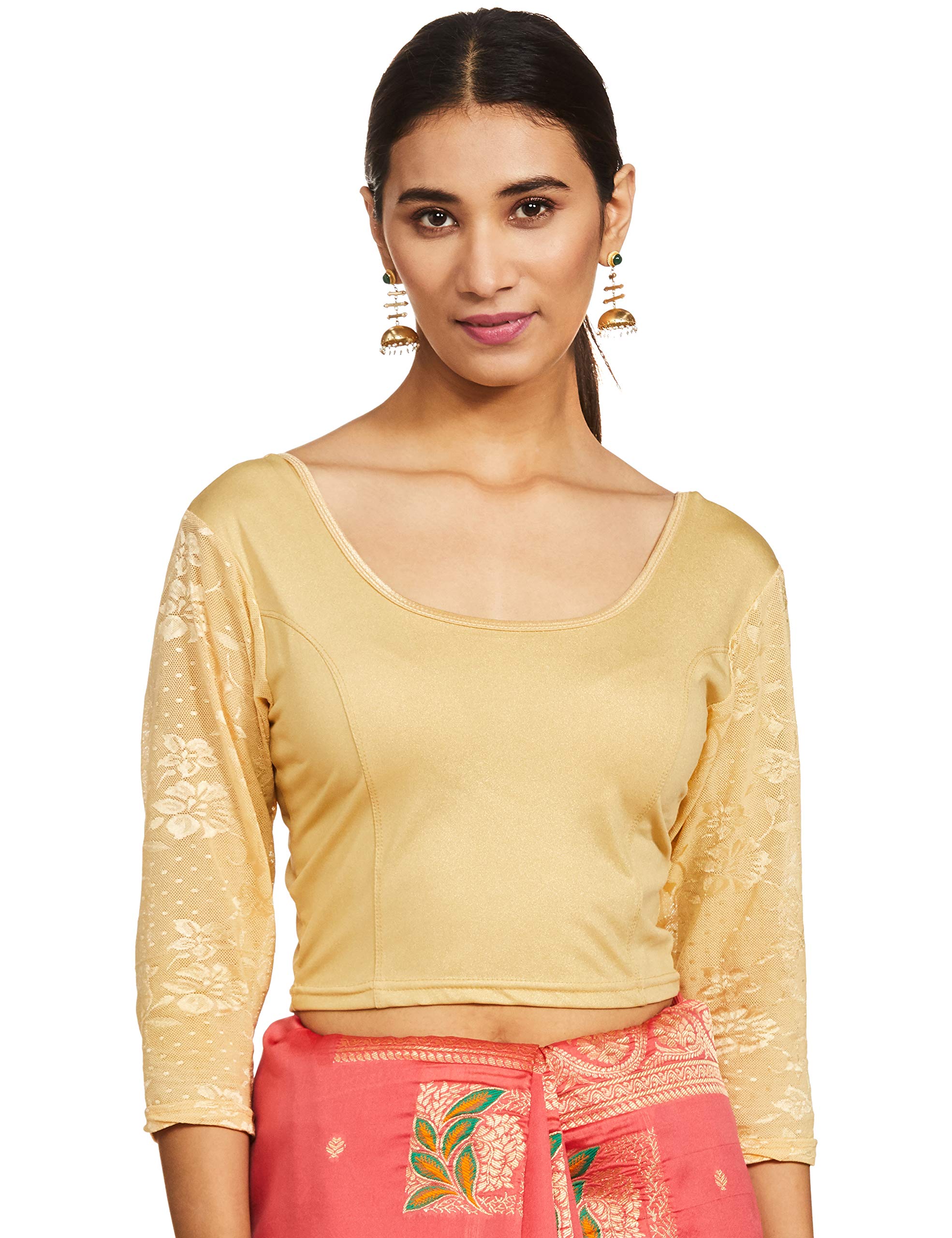 TINSIEWomen's Cotton Lycra Readymade Saree Blouse