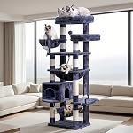 Gitelsnour Cat Tree, Cat Tower for Large Cats with 2 Big Platforms, 2 Baskets, condo and Toys, 63" Cat Scratching Posts for Indoor Cats, Smoky Gray GCT020G