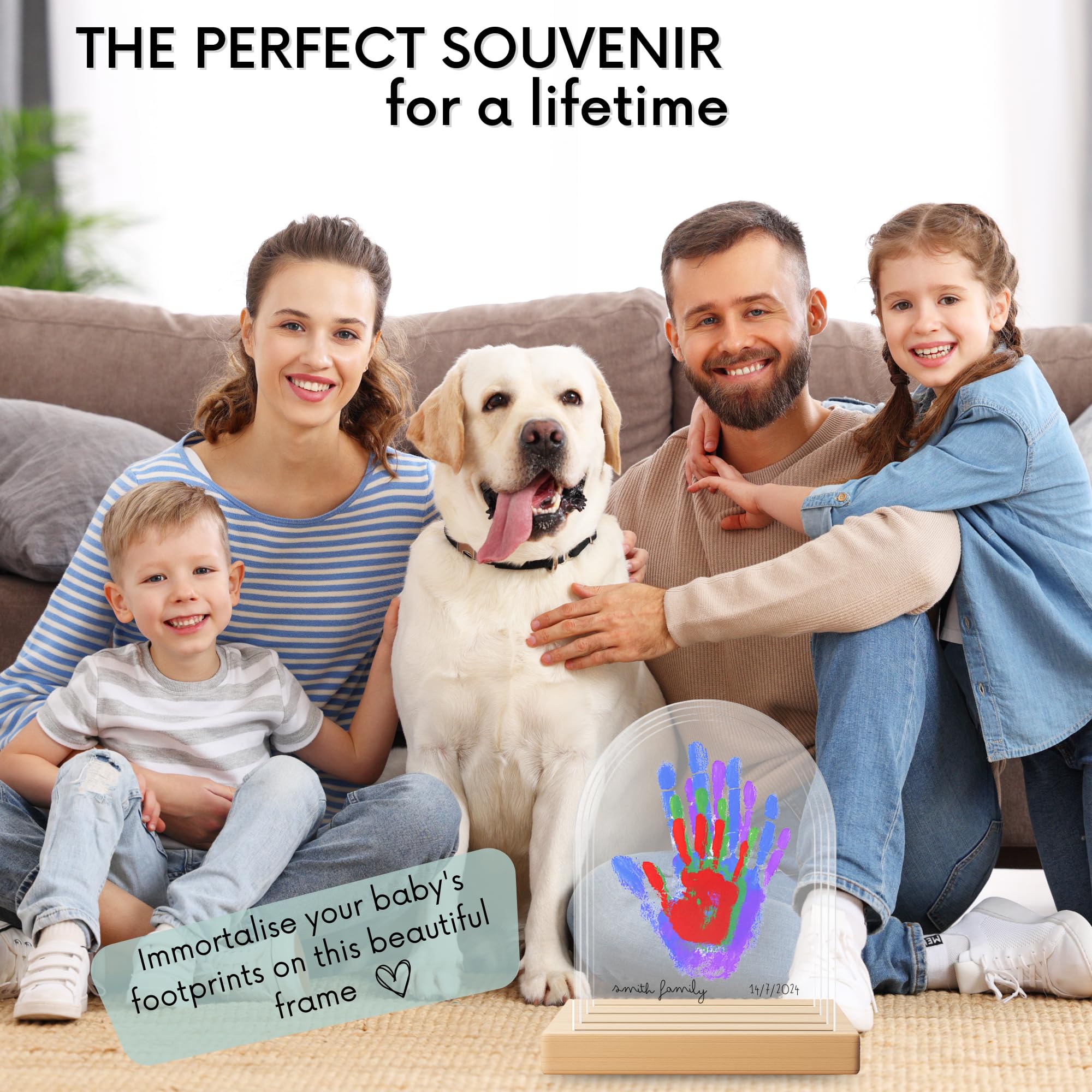 HuBorns - Baby Hand and Footprint Kit & Family Handprint Kit with 4 Handprint Spaces, Hand and Foot Print for Baby Painting Frame, Perfect as New Baby Gifts, New Mum Gift and Family Gifts - 3