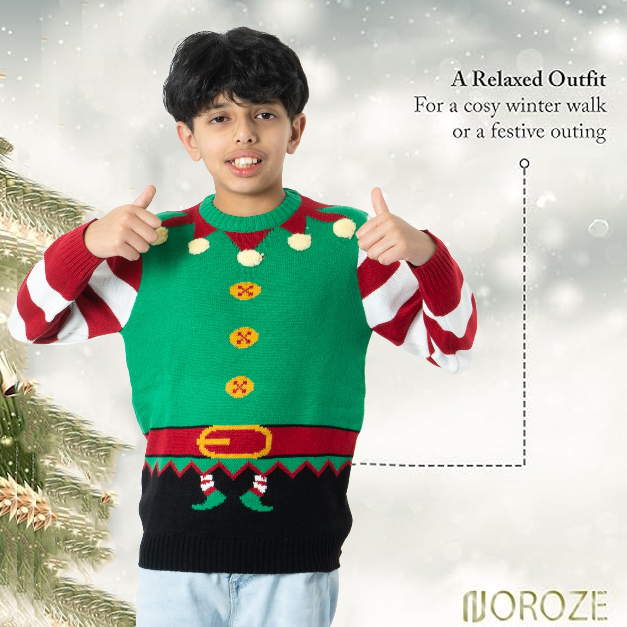 NOROZE Niños Jersey Navidad 3D Santa Reno Pingüino Pull-Over