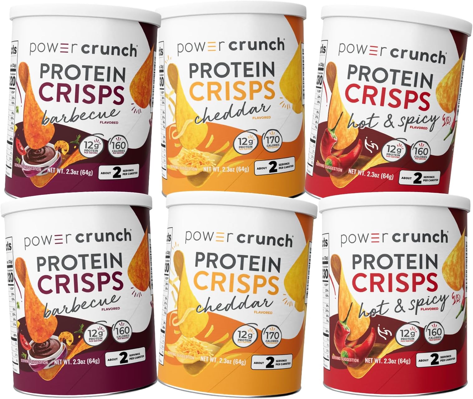 Power Crunch Protein CRISPS Variety Pack, Cheddar, Hot & Spicy, BBQ, a Potato...
