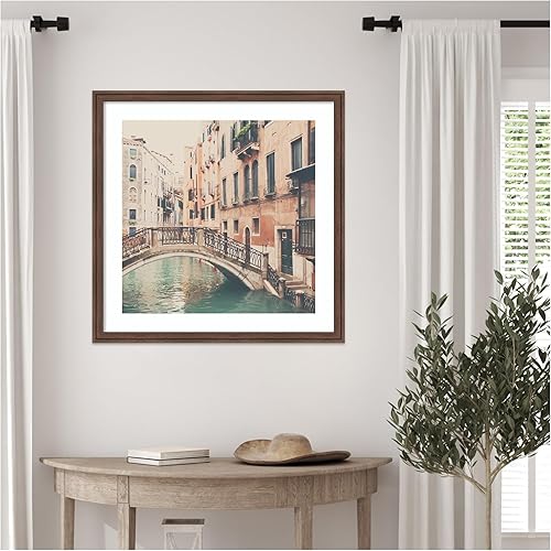 Miniatura 5 de Kate and Laurel Framed Wall Art Print 'Wandering The Streets of Venice' by Laura Evans, 26 x 26, Florence Medium Brown Frame, Vintage, Architecture,