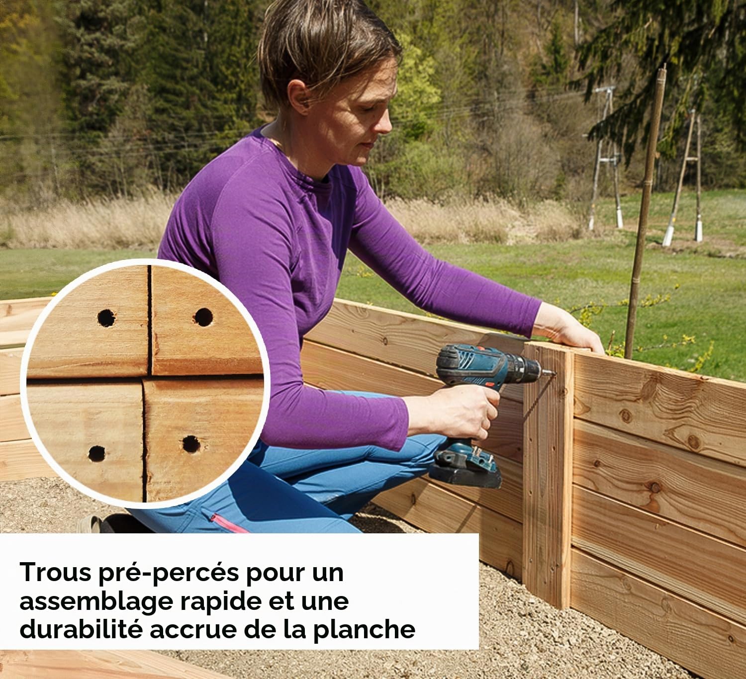 Finesse Jardinieres Exterieur - Carré Potager Extérieur en Bois IMPRÉGNÉ Robuste 120x80x27cm - Planches Pré-Perforées - Montage Facile - Feutre de Drainage Inclus