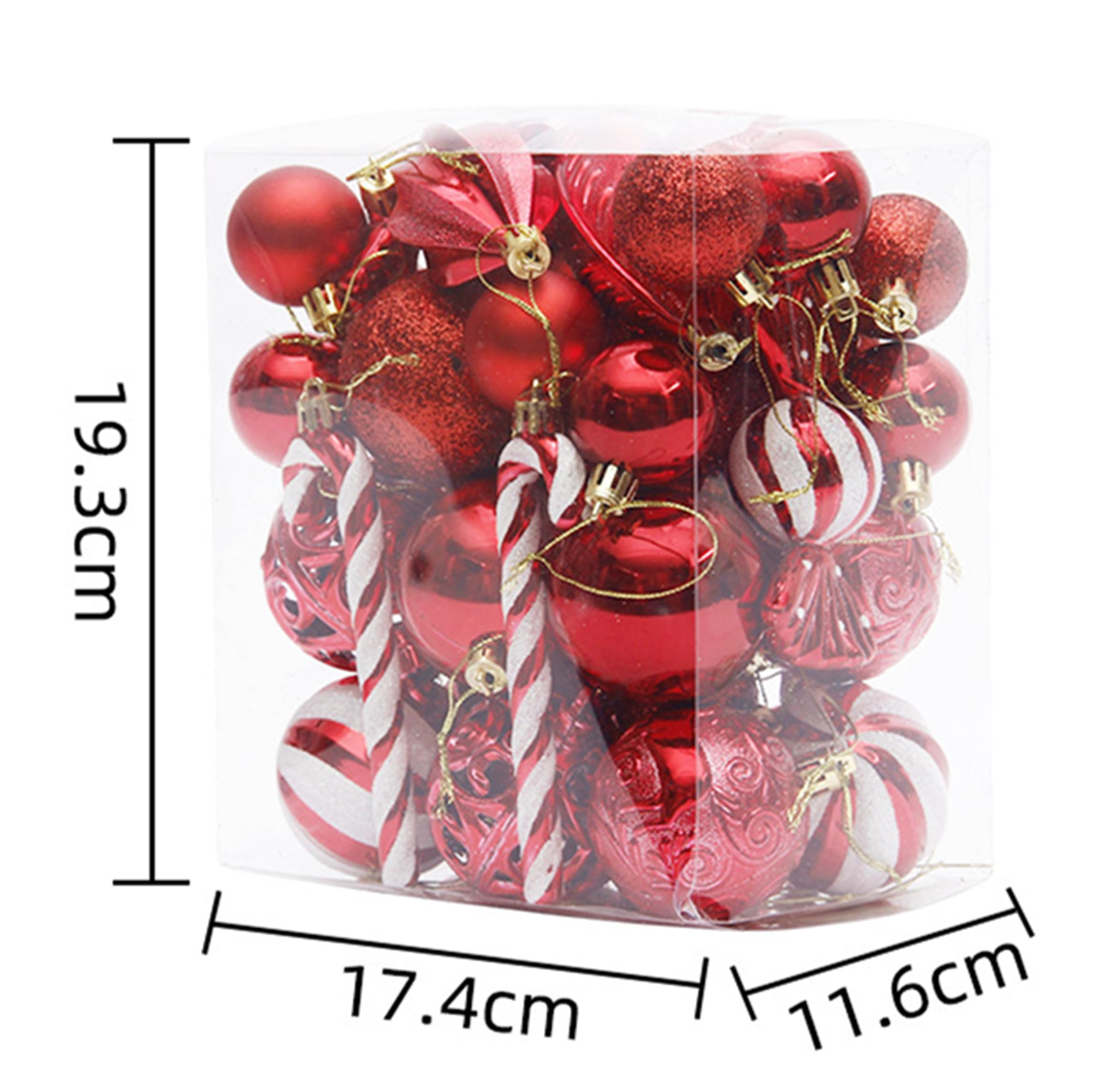 Weihnachtsbaumkugeln, 40PCS Weihnachtsbaum Dekorationen Set, Weihnachtskugeln Baum Dekorationen Kugeln Ornamente für Weihnachten Hängende Dekorationen (Rot)