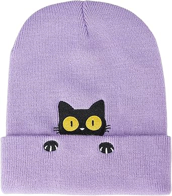 Funny Beanies Warm Knit Hats Fall Winter Black Hip Pop Knit Hat Cap for Women Men