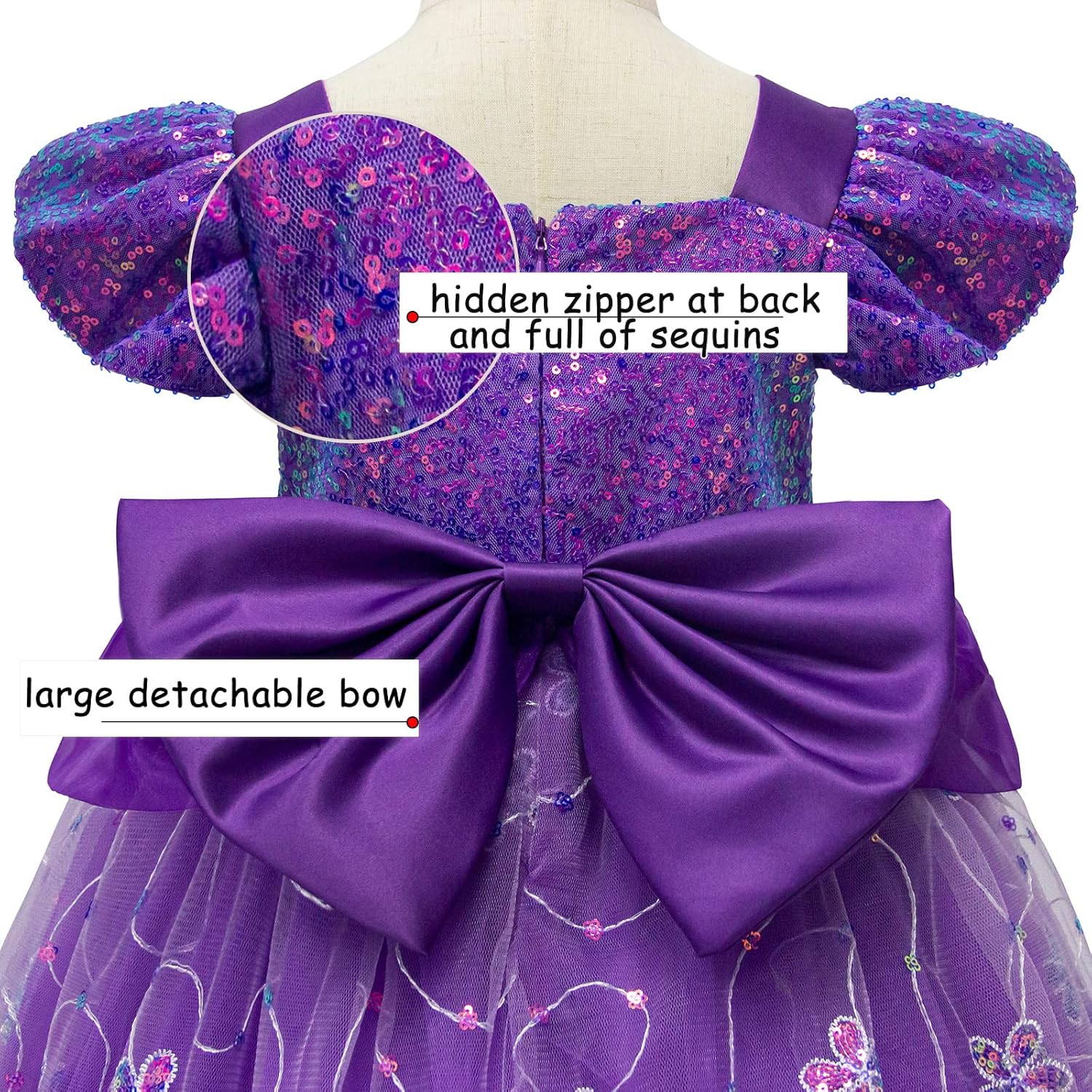 VORLITS Princess Costume Dress For Girls Cosplay Dress Up Halloween Christmas Fancy Party - Image 3