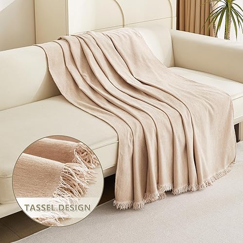 Miniatura 3 de MYSKY HOME Fundas de sofá para futón con borde de borlas, fundas de sofá color caqui, gruesas y suaves para gatos, fundas de asiento de sofá