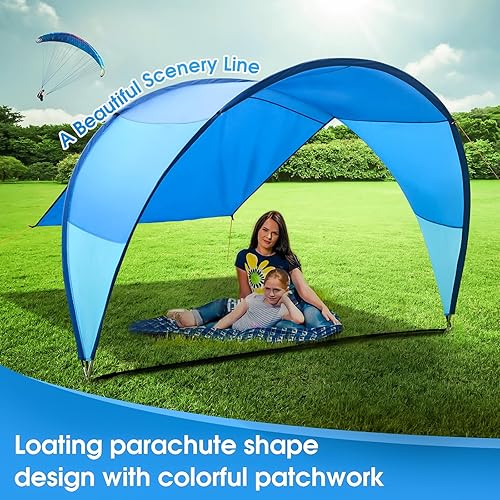 Miniatura 4 de Tienda de campaña de playa de diseño patentado de 10.5 x 11.5 pies, se adapta a 4-6 adultos, cubierta solar arcoíris, sombra al aire libre para