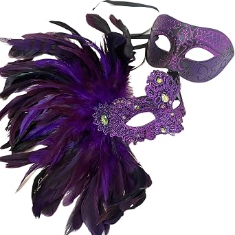 MASQ Brocade Lace Feather Masquerade Ball Lace Eye Mask Burlesque Mardi Gras Birthday Prom Dance Party