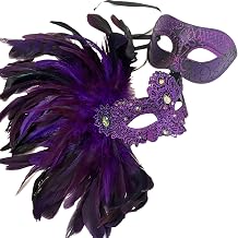 MASQ Brocade Lace Feather Masquerade Ball Lace Eye Mask Burlesque Mardi Gras Birthday Prom Dance Party