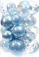 Vista 14 de Sea Team Adornos de esferas navideñas de plástico transparente irrompibles, decorativos, set de esferas de Navidad rellenas de decoraciones Azul