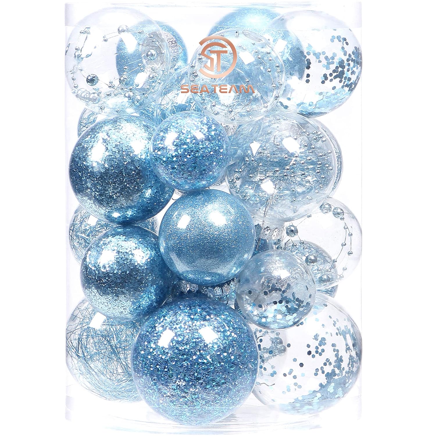 Sea Team Clear Shatterproof Christmas Baubles Set