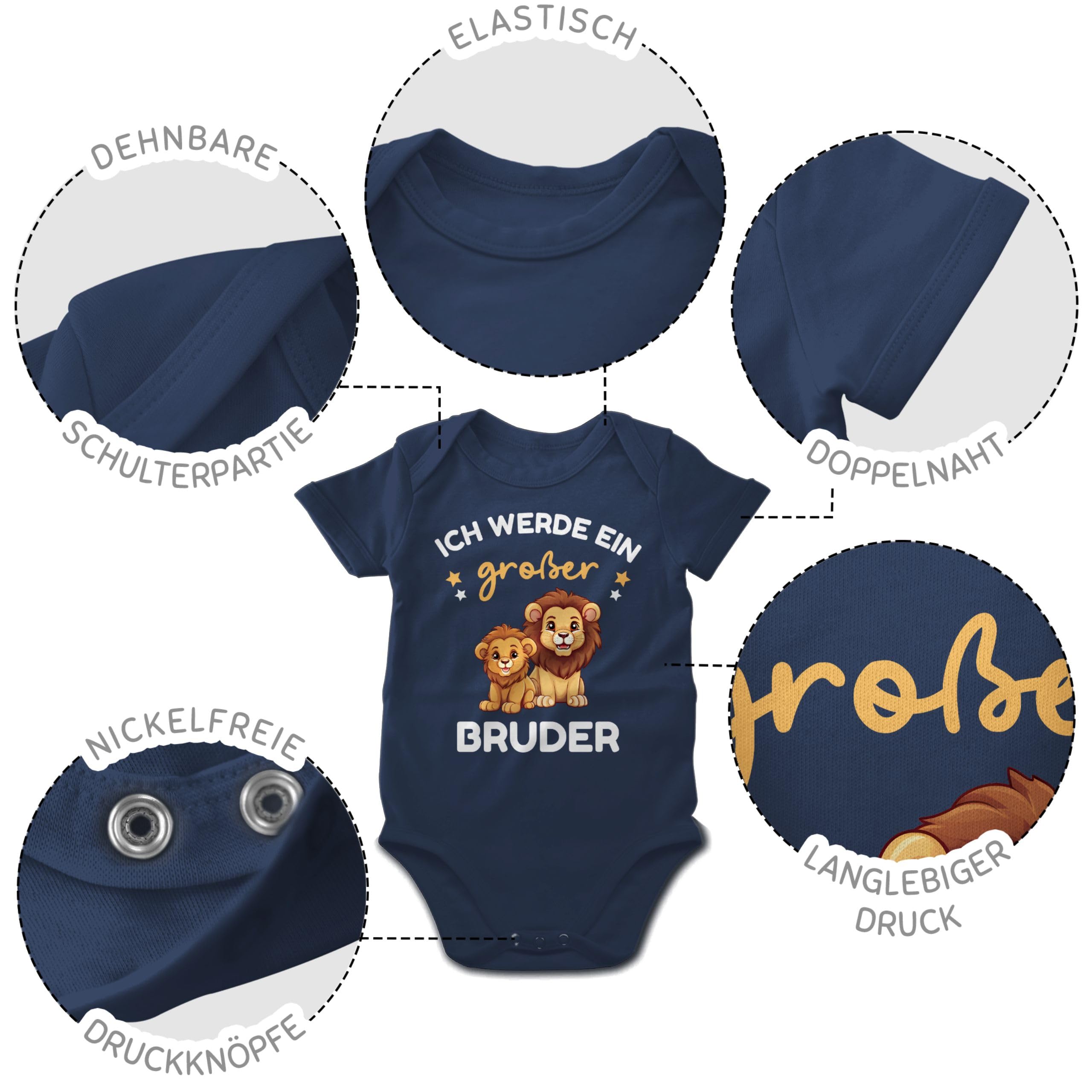 Shirtracer - Baby Body Kurzarm - Ich werde großer Bruder Geschenk Löwen