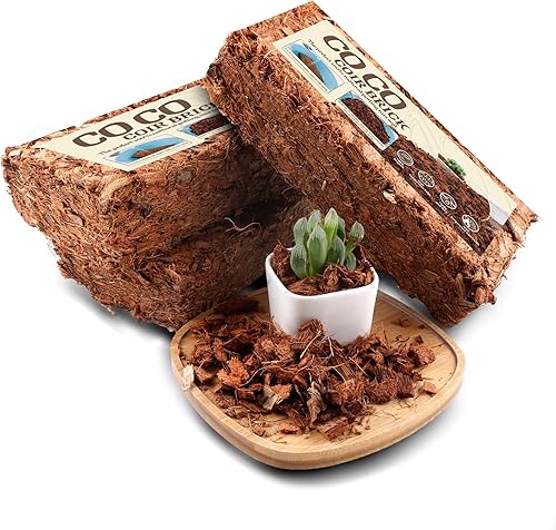 SUMLOTY Cocount - Paquete de 3 chips de cáscara de coco orgánico de 3.3 libras con baja EC y pH equilibrado, sustrato de coco de alta expansión,