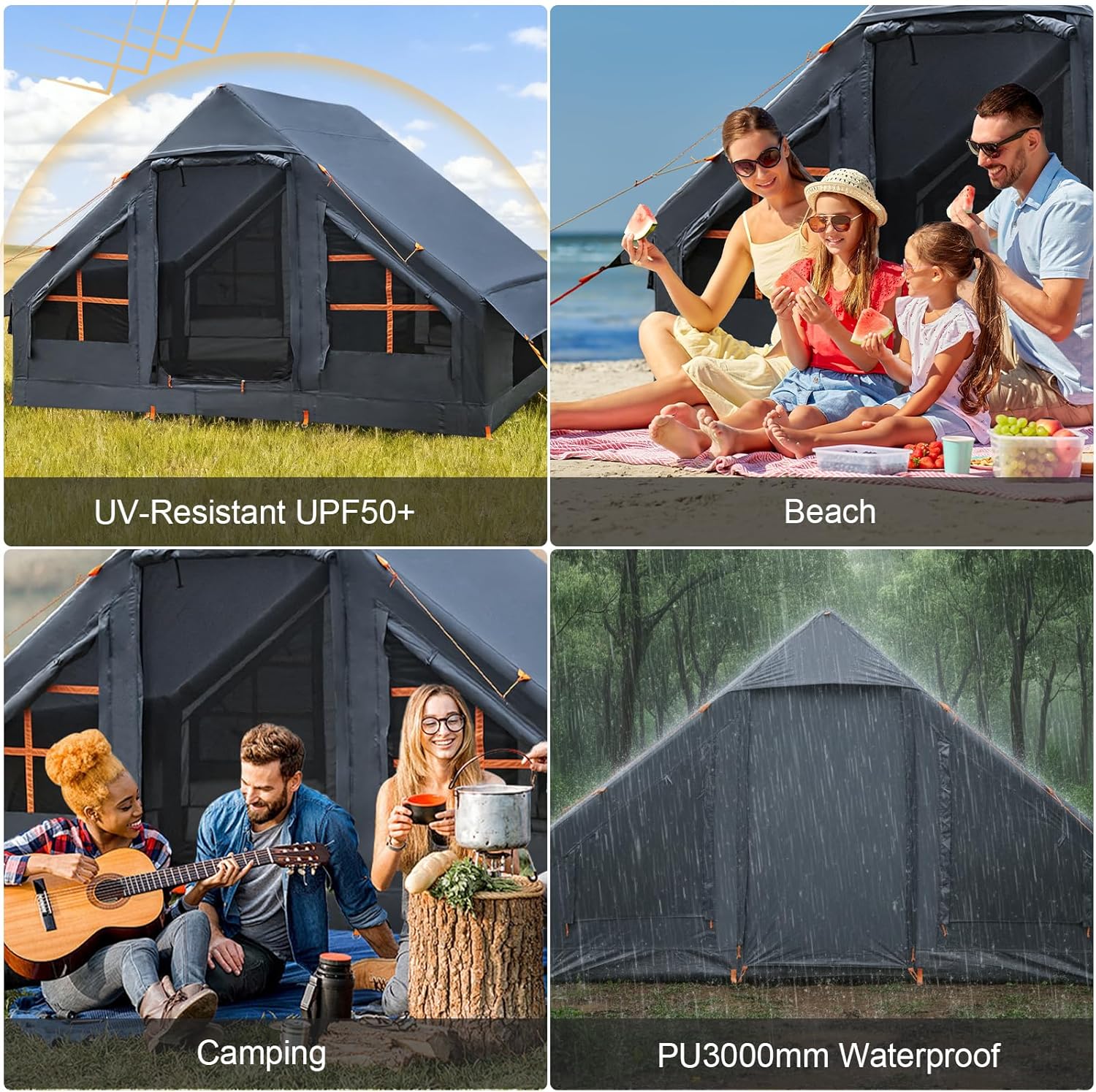 Inflatable Tents for Camping,Easy Blow Up Tent with Hand Pump,4 Seasons Waterproof Air Inflatable Camping Tent House for Family Weekend Camping