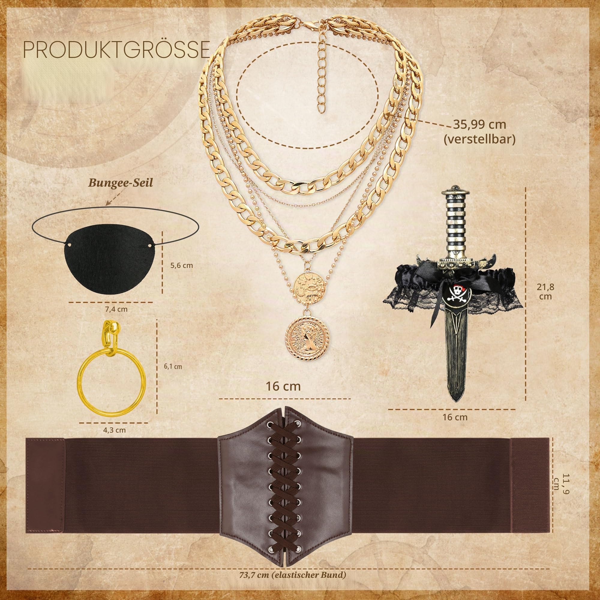 CICOCI Piratenkostüm für Damen, Renaissance-Korsett, Steampunk-Rock, Oberteil, Piraten-Zubehör, komplettes Halloween-Kostüm