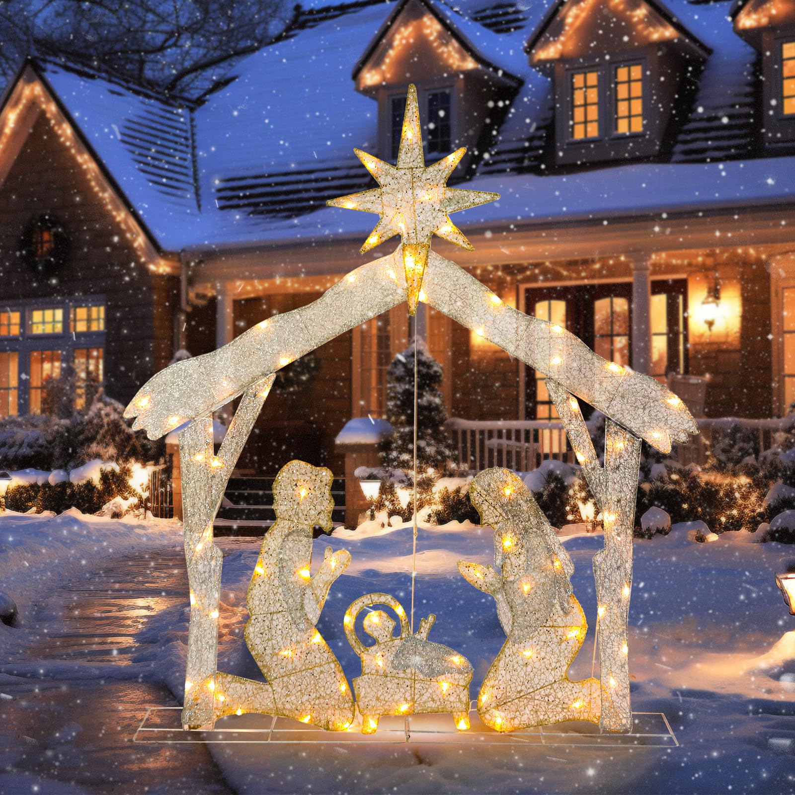Snapklik.com : 4.3 FT Lighted Christmas Nativity Scene Outdoor ...