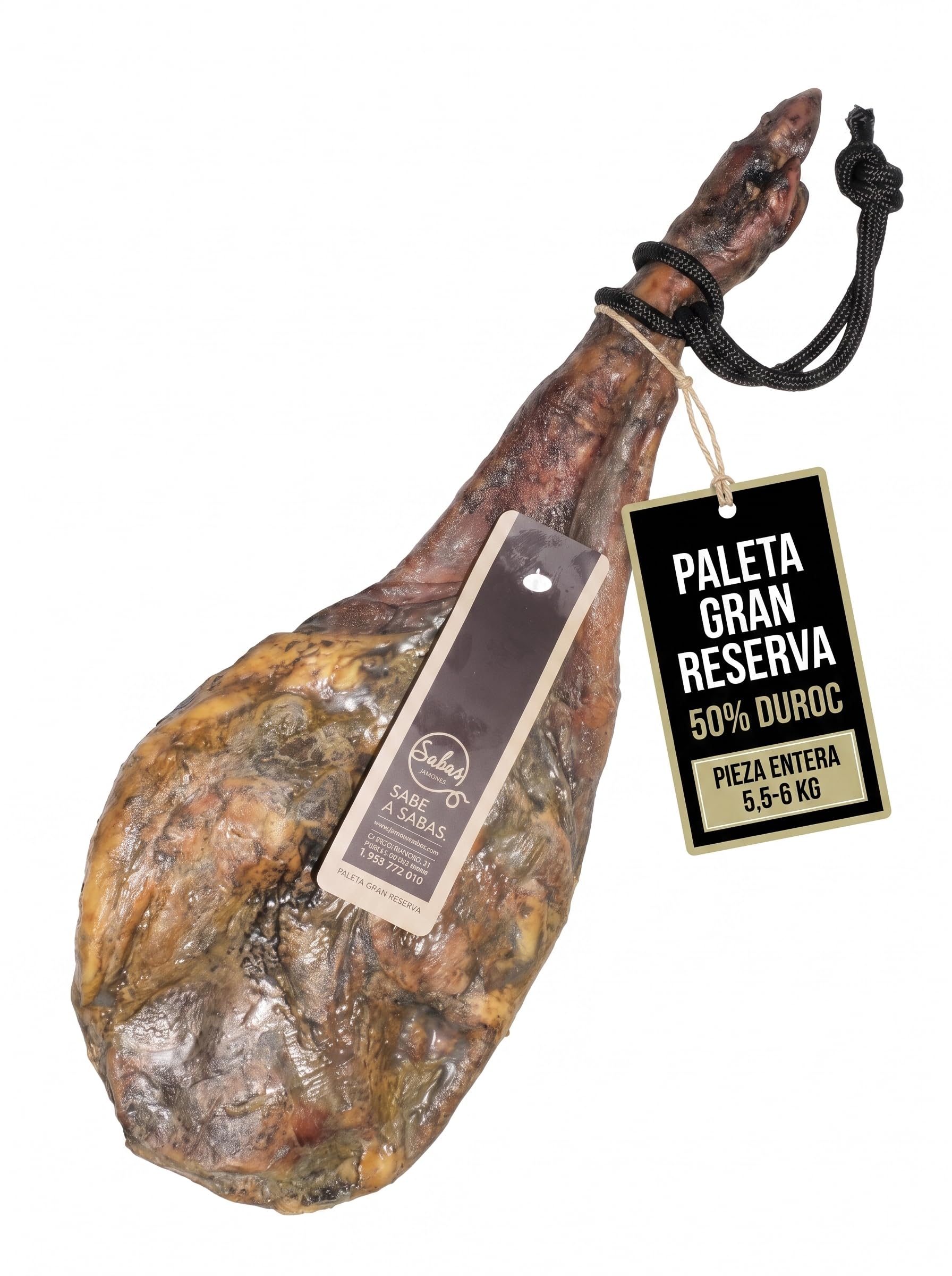 Paleta Duroc 50% Gran Reserva Curada Pieza Entera 6 kg Paletilla Serrana | Peso 5,5 a 6 kilos, secaderos naturales y bodega, sin gluten, sin lactosa ni colorantes; para tapas, tablas y regalo gourmet