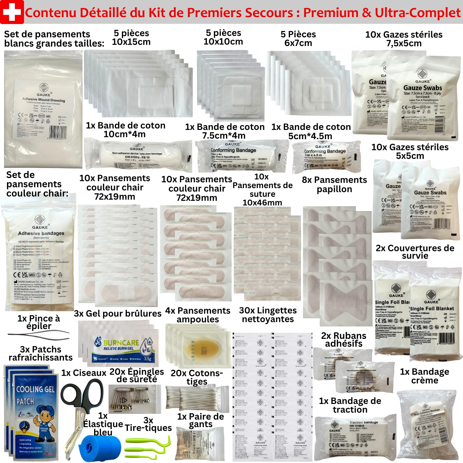 Trousse de Secours Ultra Complète - Kit de Premiers Soins 150 pièces - Pharmacie de Voyage - Urgences Maison Bureau Camping Voiture Bateau
