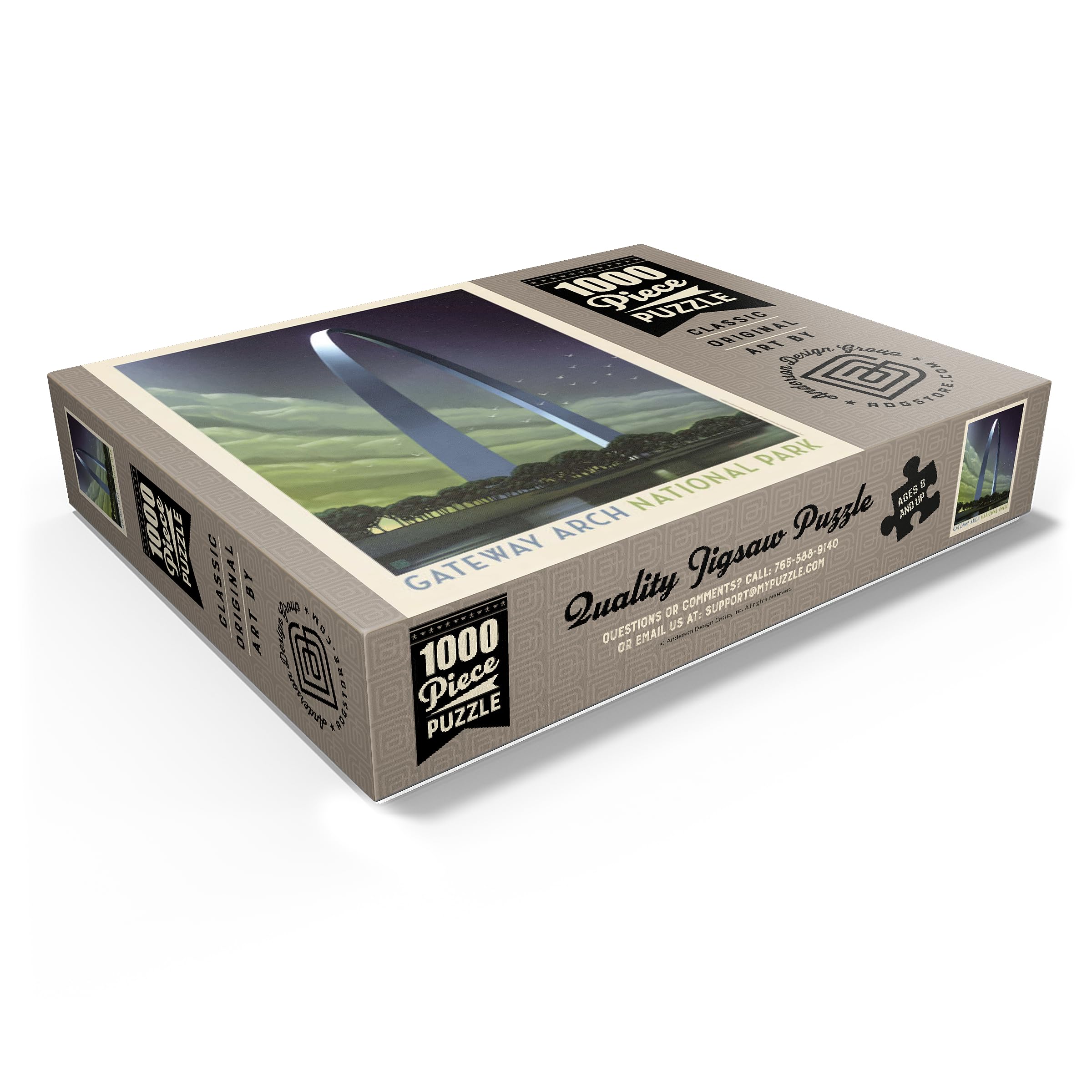 Gateway Arch National Park 1000 Piece Jigsaw Puzzle - Vintage Bird's-Eye View Poster For Adults & Family
