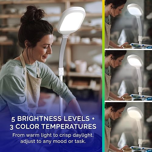 Miniatura 5 de Verilux VF01AA5, lámpara original con espectro natural y cuello de cisne Easyflex ajustable. Color marfil, 18.00watts