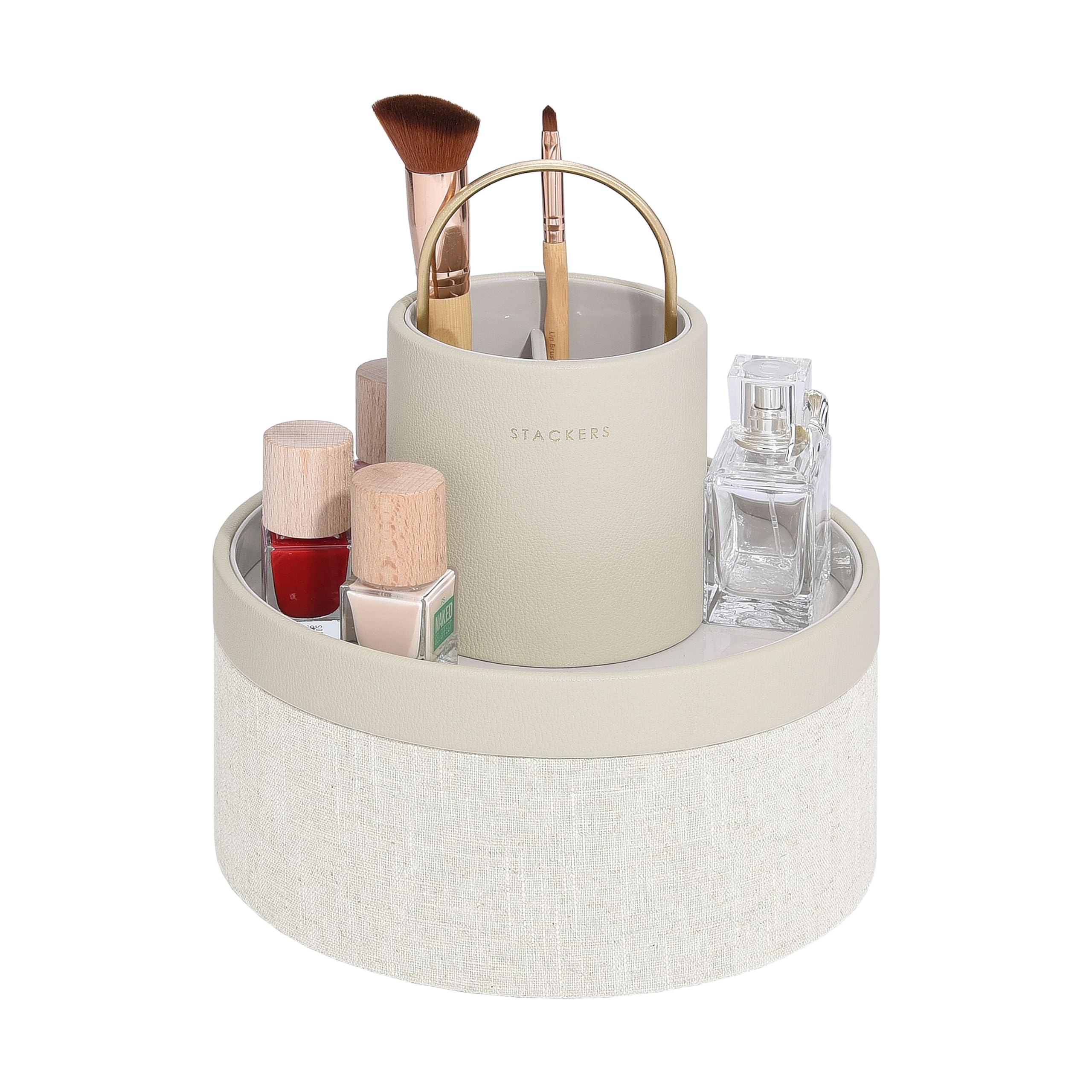 Stackers Oatmeal & Linen Rotating Cosmetic Caddy