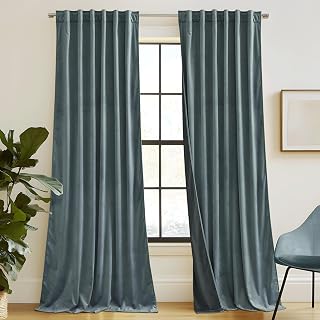 RYB HOME Dusty Blue Velvet Curtains 84 inches for Bedroom Living Room