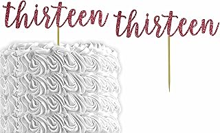Glitter Number"Thirteen" 13th Birthday Cake Topper | Thirteen Birthday Party Cake Topper | Anniversary Party | Decorations (Red)