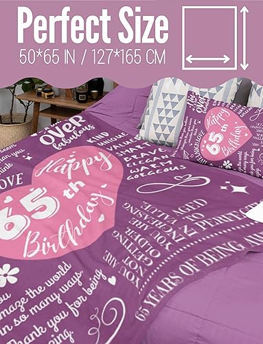 Miniatura 7 de InnoBeta Mantas de franela de felpa con temática de cumpleaños 65, regalos de agradecimiento para mamá, abuela, madrina, amigos, tía (50 x 65