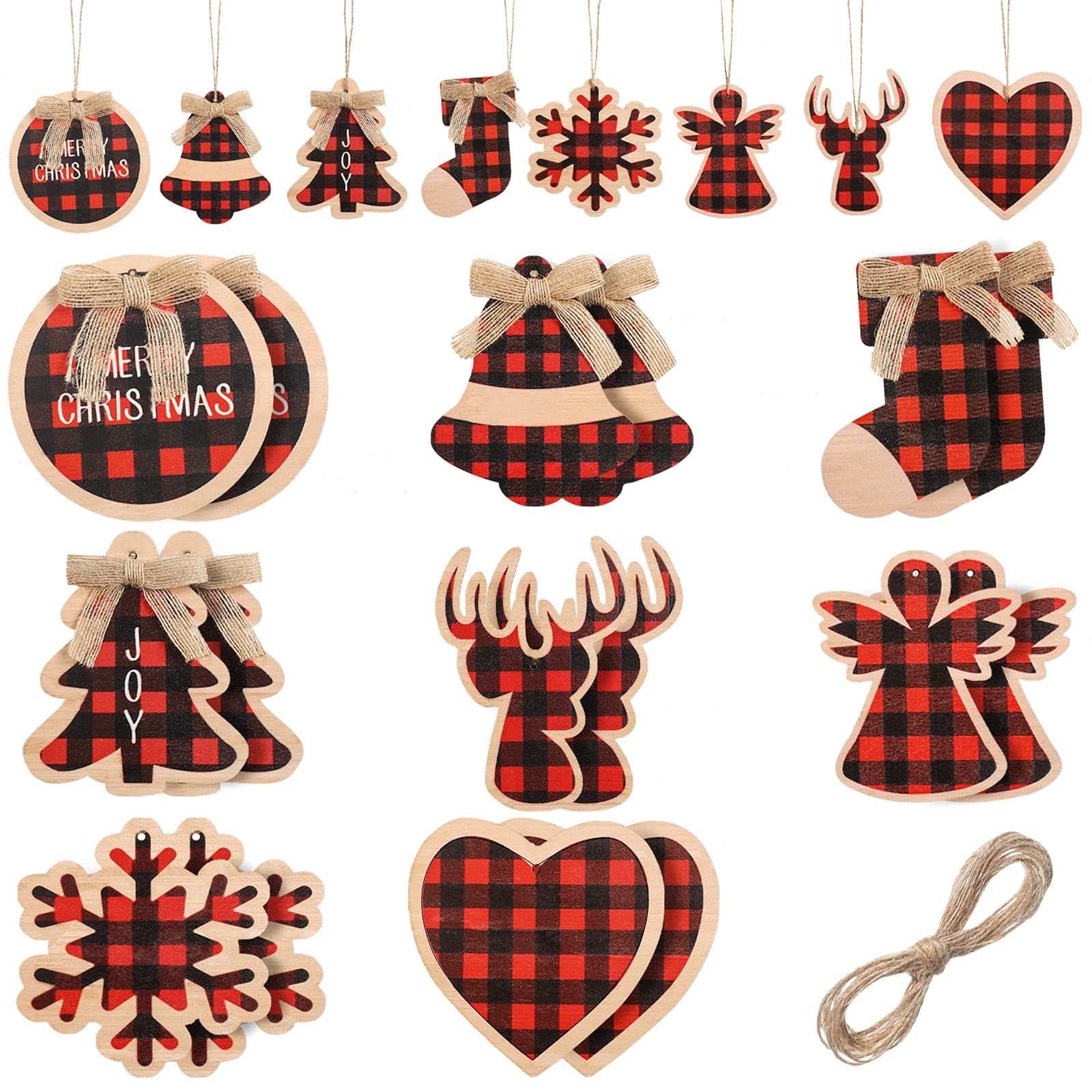 Décoration de Noël en bois suspendre lot de 16 pendentifs sapin chic