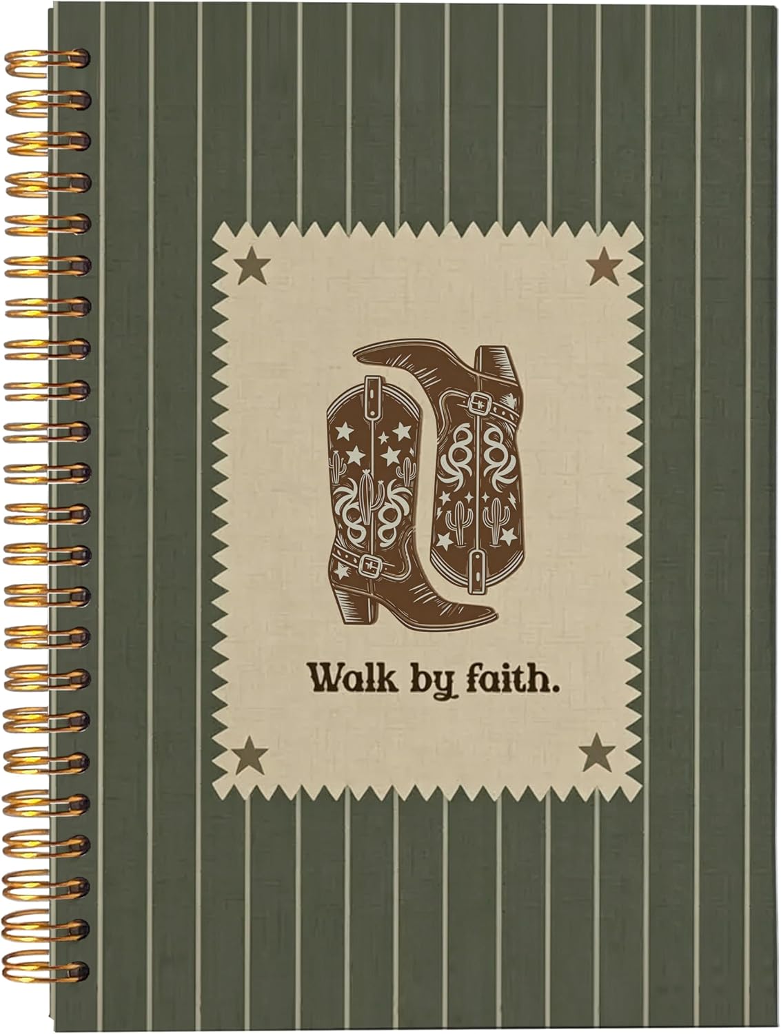 VNWEK Sage Green Christian Western Spiral Notebook Journal 5.5x8.3 Inch, Christian Faith Based Gifts Journal for Women Men, Cowgirl Boots Retro Religious Lined Hardcover Spiral Notebook