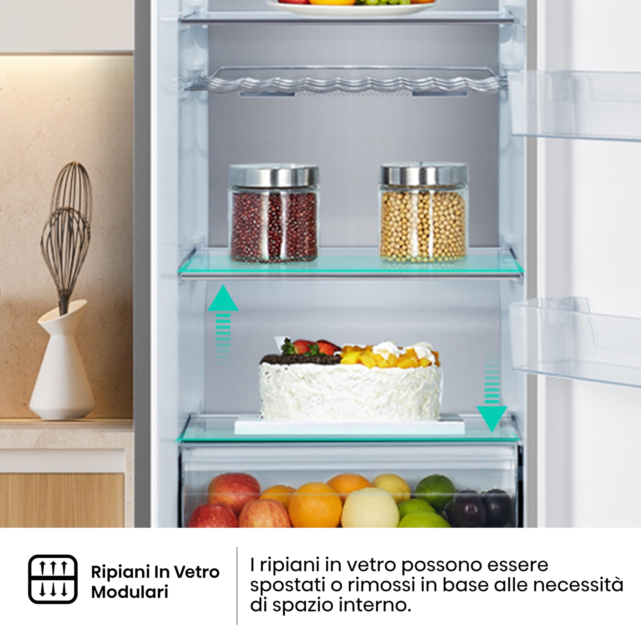Hisense RL481N4BIE, Frigorifero Monoporta, Capacità 370 L, Inox, Total No Frost, Classe Energetica E, Altezza 185.5 cm, Larghezza 59.5 cm, Profondità 69.1 cm