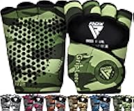 RDX Weight Lifting Gloves Grips, Gym Fitness Workout, Anti Slip Ventilated Open Back Gripper, Strength Training HIIT Exercise Deadlift, Men Women Cycling Rowing Climbing Hanging Pull Ups Gymnastics