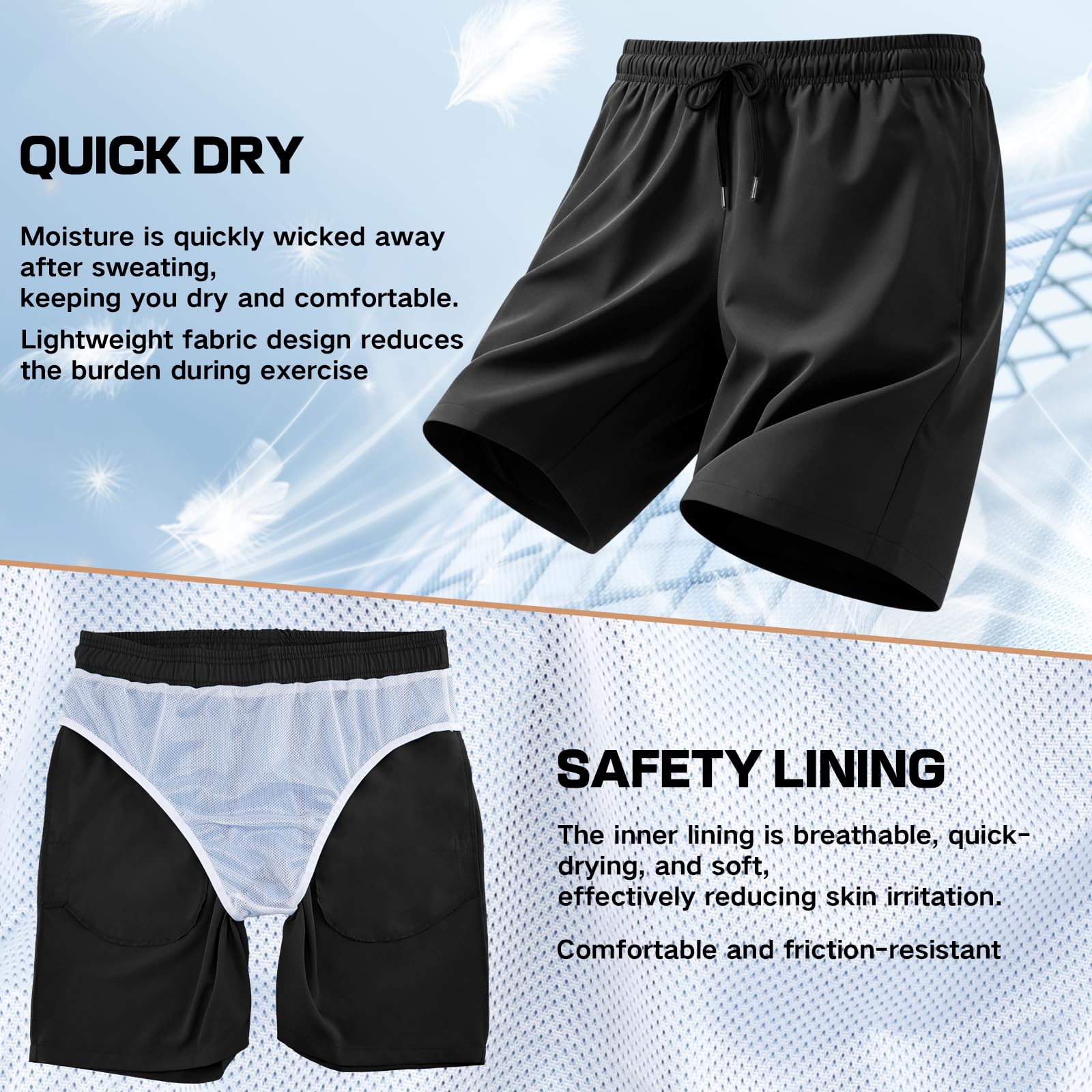 HEOAARG Costumi da Bagno Uomo Leggeri Pantaloncini da Bagno Asciugatura Rapida Costume Uomo Mare Traspirante Bermuda Shorts con Tasche con Cerniera E Coulisse Elastiche