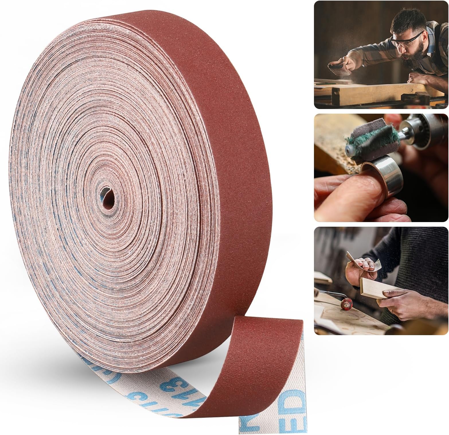 Emery Cloth Roll,320 Grit Continuous Sandpaper Roll 1" x 89 Feet Sandpaper Roll for Wood Furniture Finishing Metal Sanding Automotive Polishing