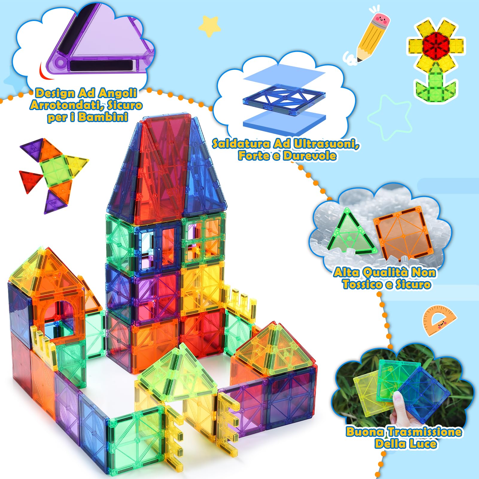 Wootoyz Costruzioni Magnetiche Per Bambini 3 4 5 6 Anni, Giochi Bambini 3-6 Anni Magneti Bambini Regalo Bambino Bambina 3-8 Anni Giocattoli Bambino Bambina 3-6 Anni Regali Compleanno Bambinis