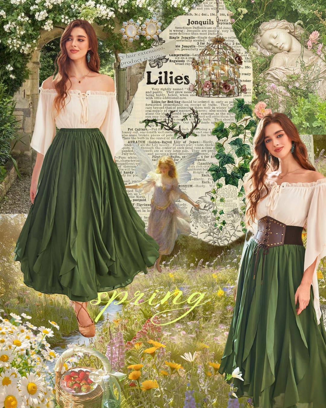 SCARLET DARKNESS Womens Boho Maxi Skirt 2026 Renaissance Long Skirt High Waist Ruffle Flowy Skirts - Image 6