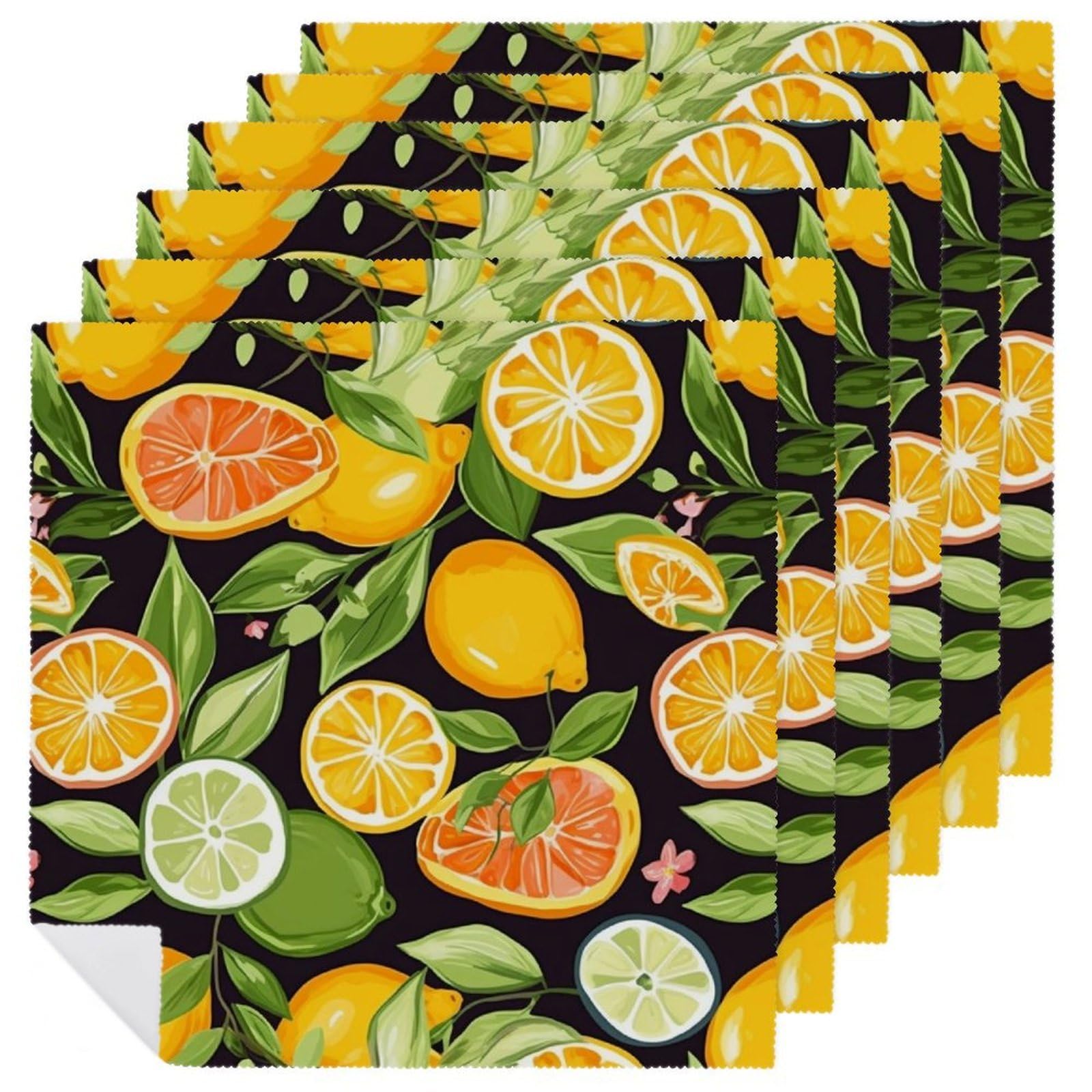 Serviettes de table durables motif agrumes 47x48 cm de qualité premium