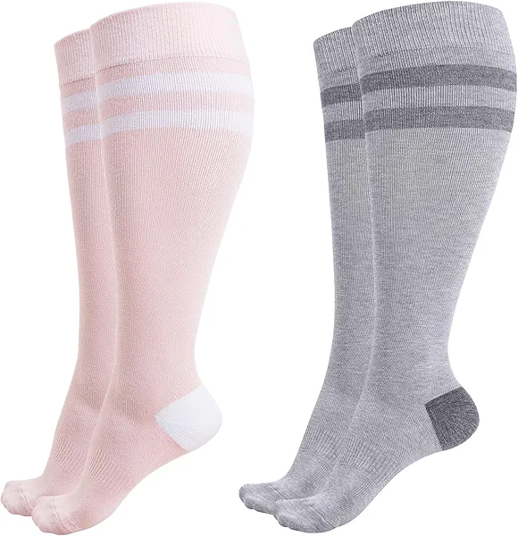 Momcozy Compression Socks for Women Wide Calf, 15-20mmHg Knee High Support Socks for Pregnancy, Nurses, Travel, Flying