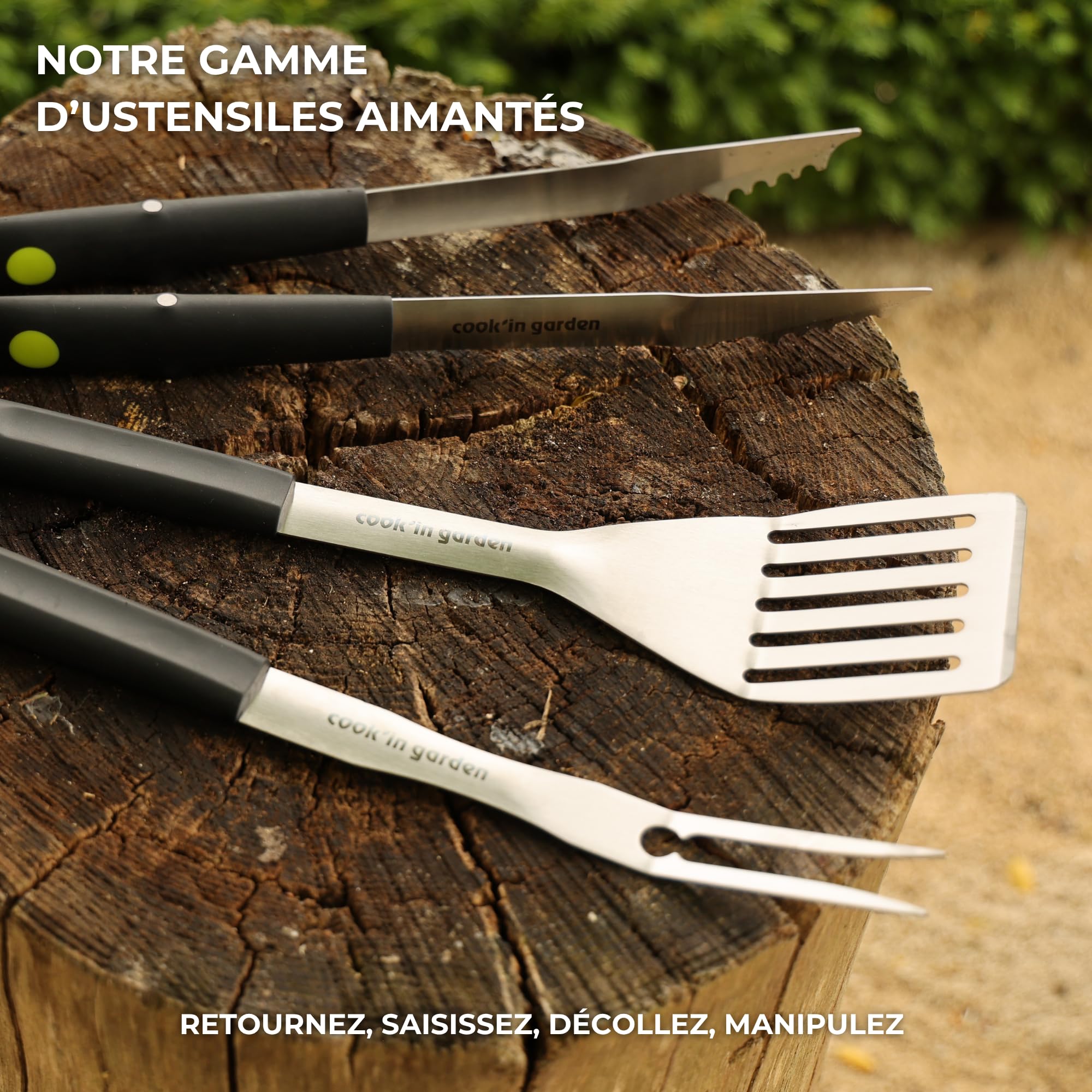 Fourchette à Barbecue Aimantée Cook'in Garden - 2 Pics Inox - Manche Soft Touch - Ustensile Aimanté Pour Plancha Fourchette à Barbecue Aimantée Cook'in Garden - 2 Pics Inox - Manche Soft Touch - Ustensile Aimanté Pour Plancha