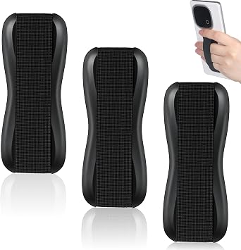 Phone Case Finger Strap, 3 Pack Black Phone Grip Strap, Universal Elastic Phones Grips for Back of Phones, Lightweight Portable Smartphone Case Holder for Most Smartphones Cases