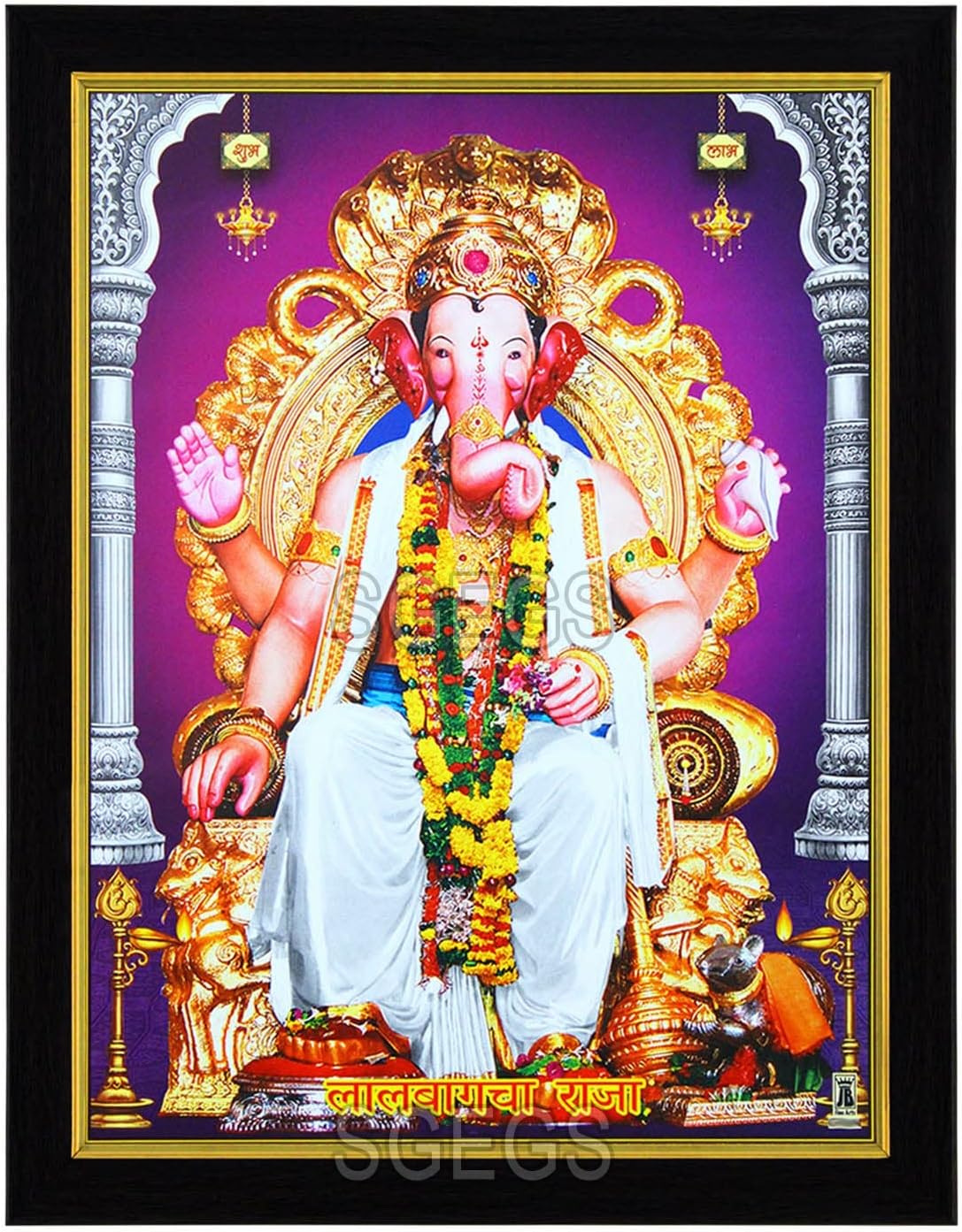 SHREE GANESH ENTERPRISE GIFTING SOLUTIONS Lalbaugcha Raja God Ganesha HD Photo Frame Vinayagar Vinayaka Gajanand Ganapathy (Poster Frame, 23.5x1x31cm)