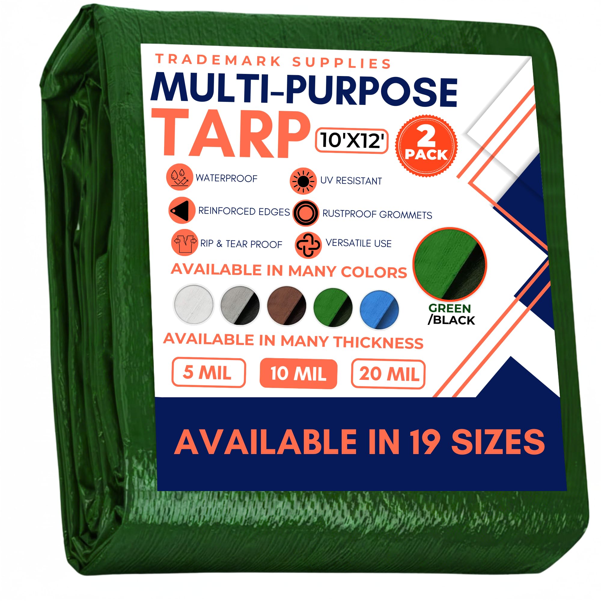 Tarp Cover Brown/Black Heavy Duty 8'X10' Thick Material, Waterproof, Great for Tarpaulin Canopy Tent, Boat, RV Or Pool Cover (8X10 Heavy Duty Poly Tarp Brown/Black) — view 44