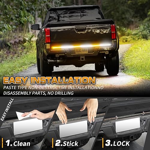 Miniatura 4 de XRIDONSEN Tira de luces estroboscópicas para puerta trasera de camión de 48 pulgadas, 288 luces LED de emergencia, barra de luz trasera ámbar y