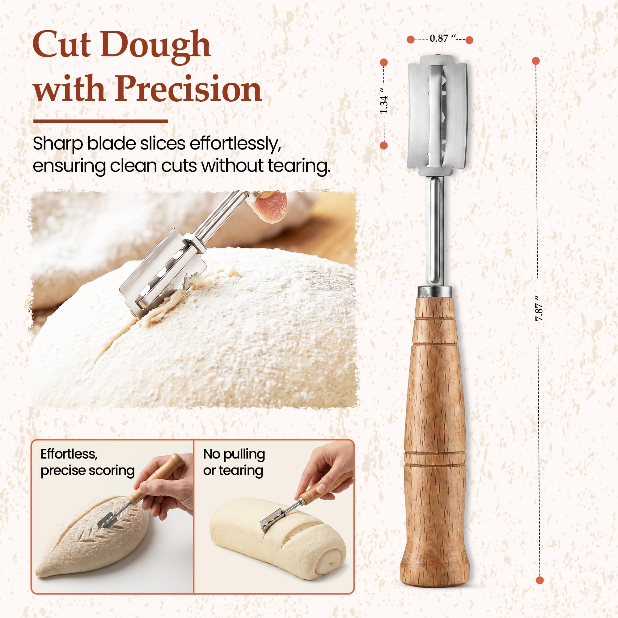 Sourdough Scoring Tool - Wooden Bread Lame with 5 Blades -8 Sourdough Scoring Tool - Wooden Bread Lame with 5 Blades -8