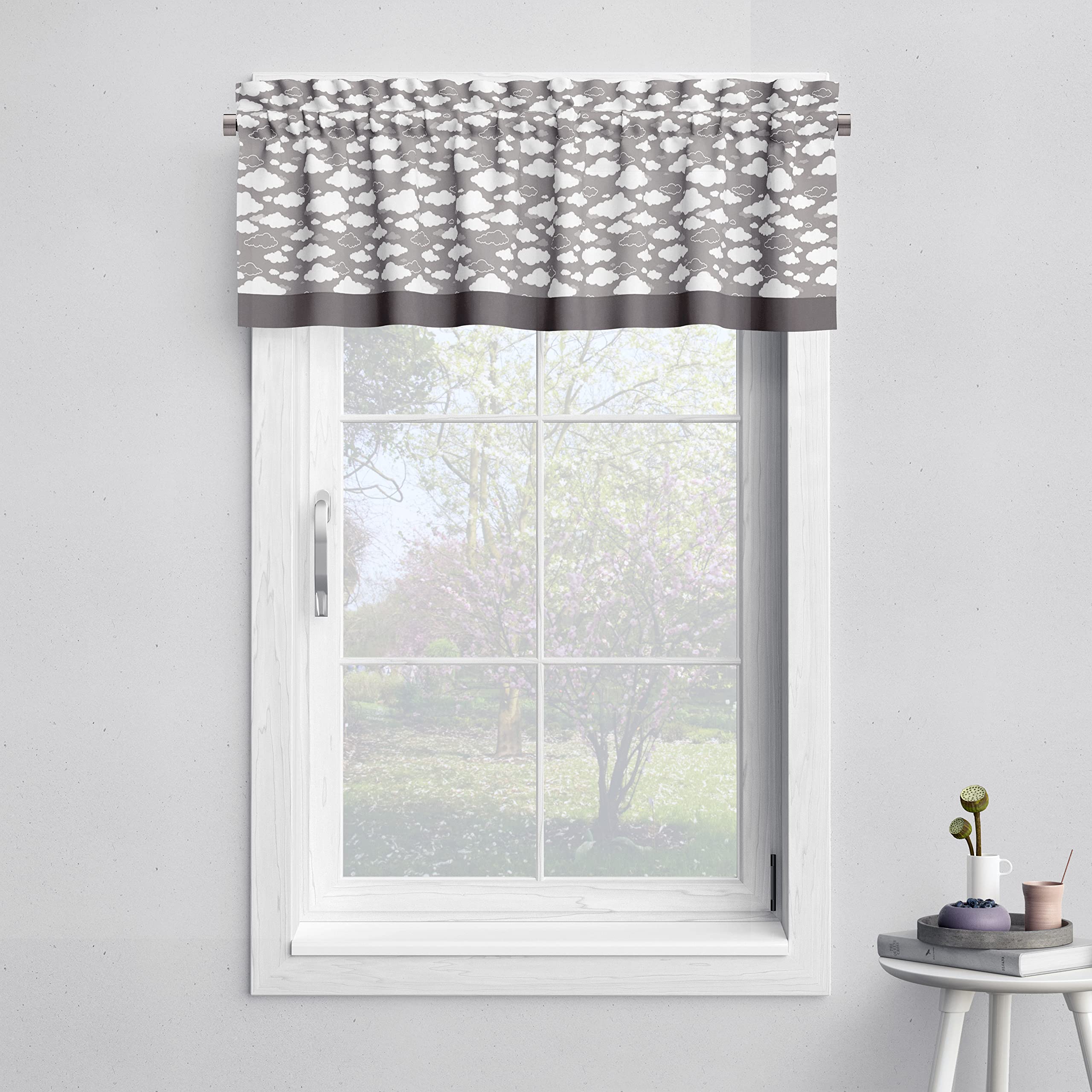 Bacati Clouds in The City Window Valance, White/Grey, CCWGVL, CCWGVL, CCWGVL, CCWGVL